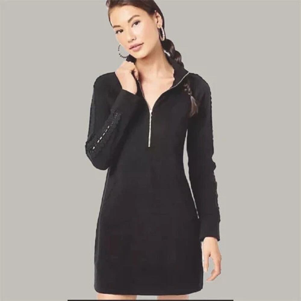 Lilly Pulitzer Sweatshirt Womens Dress Size XS Skipper Popover Black Lace Mini